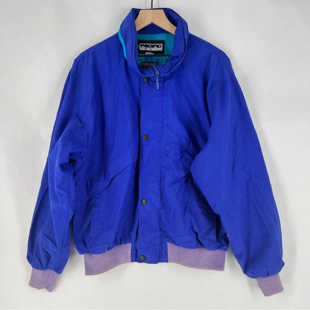 Pacific‎ Trail Vintage Barrier Cloth Jacket Blue Teal Windbreaker Men’s XL 90s